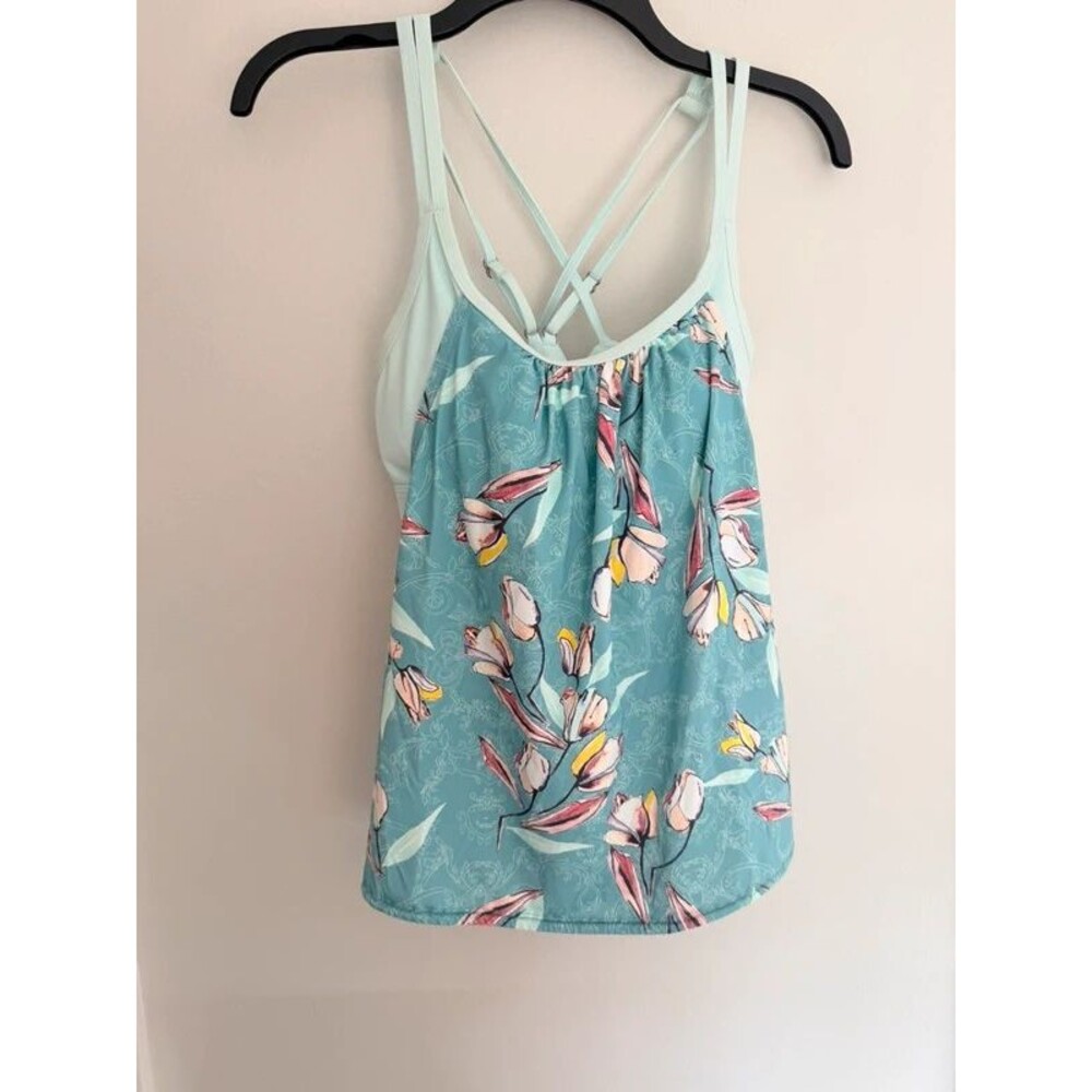 Calia Blue Floral Tankini Swim Top - Medium